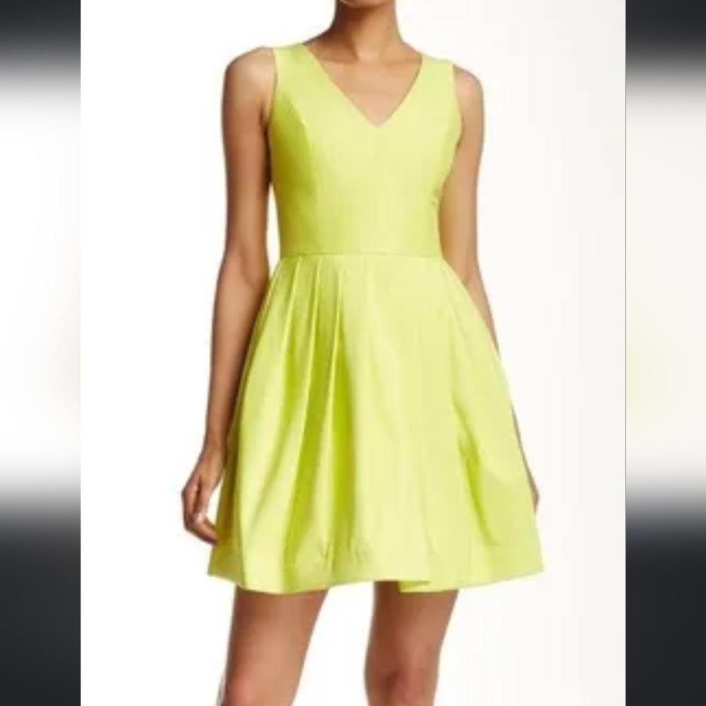 Halston heritage 10 green dress cotton silk